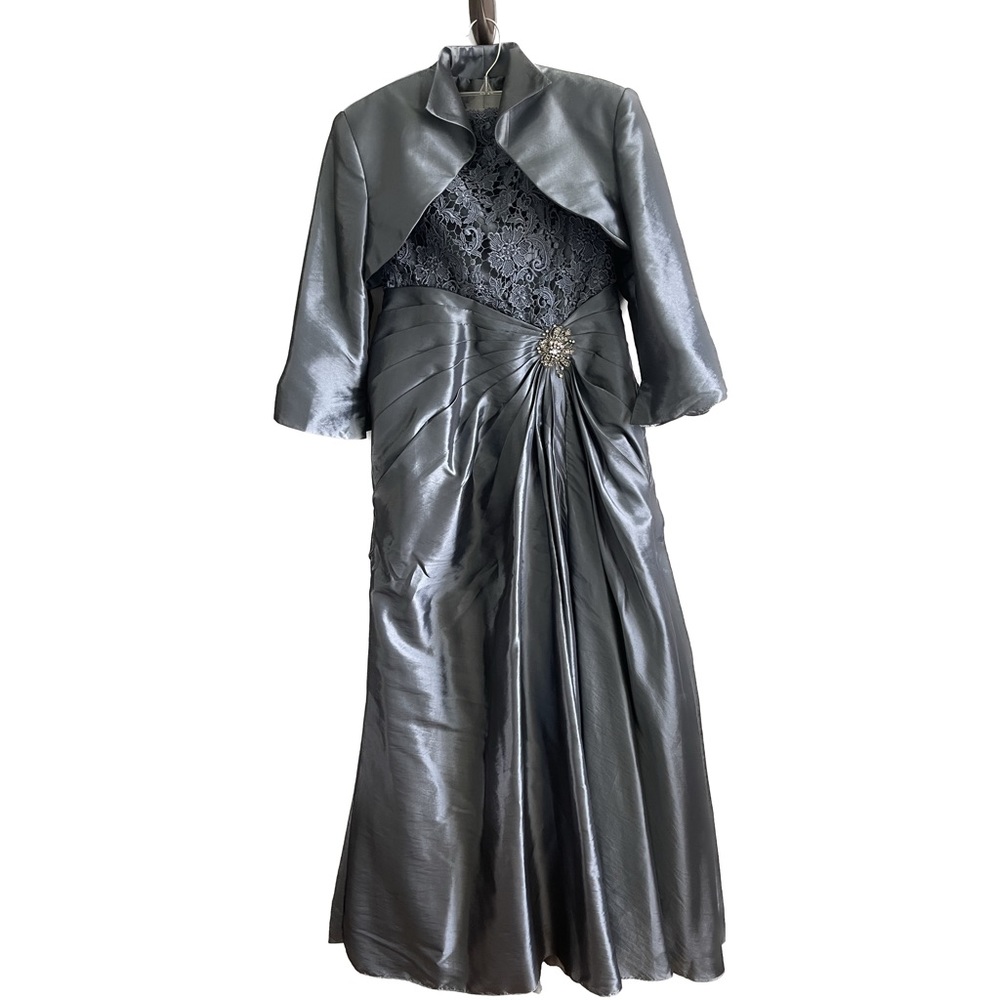 La Perle Slate Blue Mother of the Bride Dress - Size 10